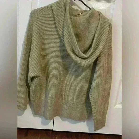 Calia Neutral Beige Ribbed Sweater Knit Hooded Pullover - Picture 4 of 9